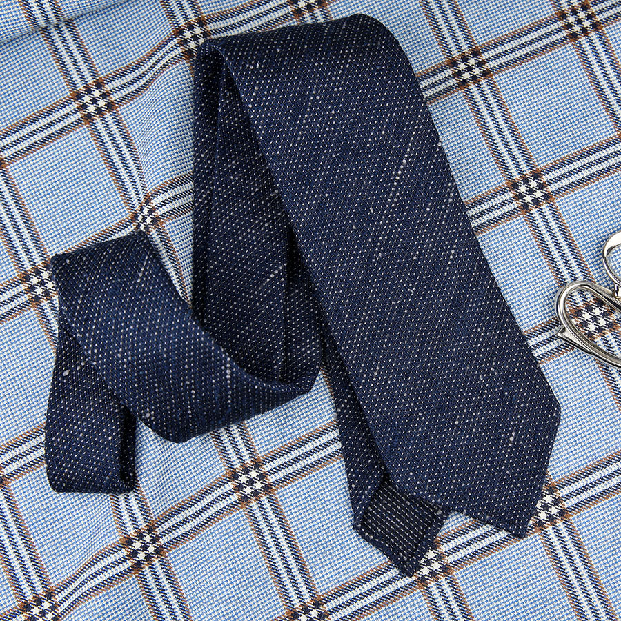 Speckled Shantung Bespoke Tie - Navy