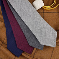 Herringbone Cashmere Bespoke Tie - Light Grey