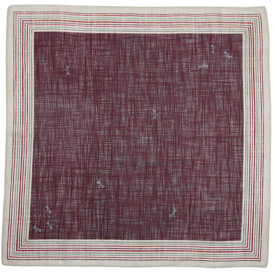 Dragonfly Motif Cotton Handkerchief - Eggplant