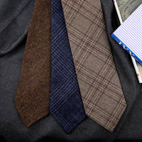 Checked Bespoke Wool Tie - Brown