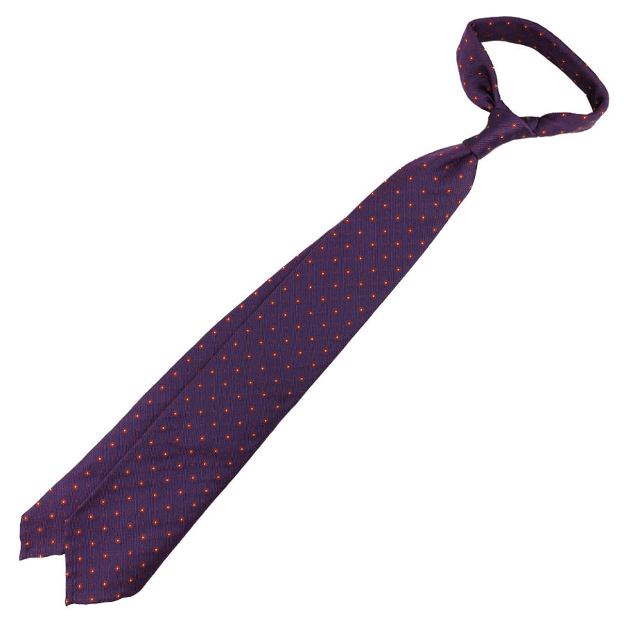 Floral Jacquard Silk Tie - Eggplant - Hand-Rolled