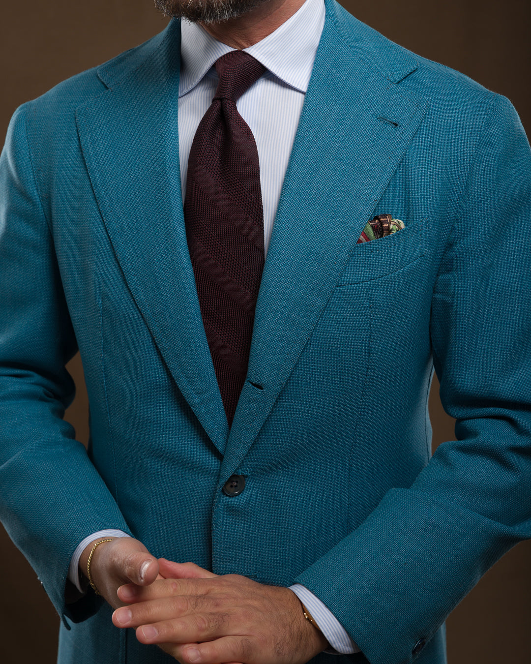 Striped Fina Grenadine Silk Tie - Burgundy Shadow