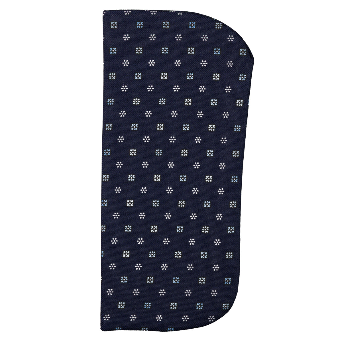 Floral Printed Silk Glasses Case - Navy