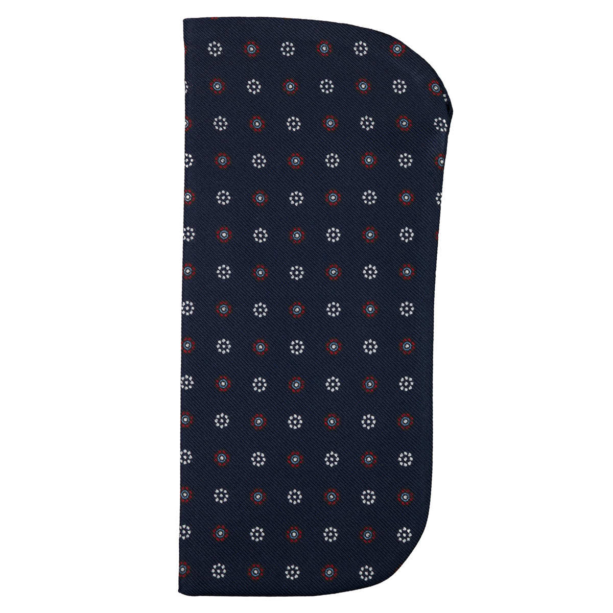 Floral Printed Silk Glasses Case - Navy
