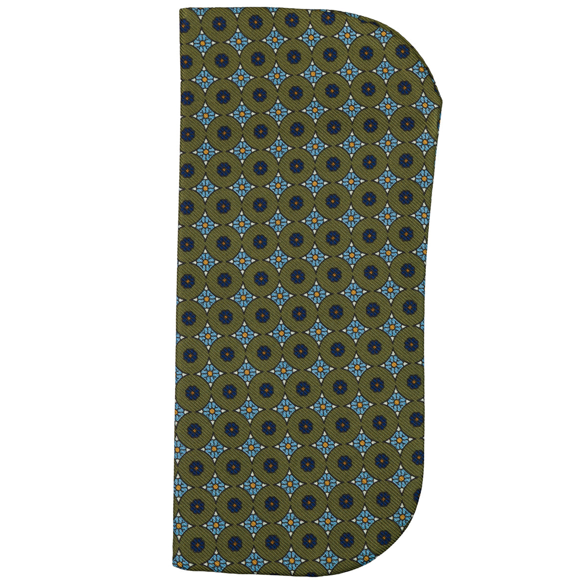 Floral Printed Silk Glasses Case - Green