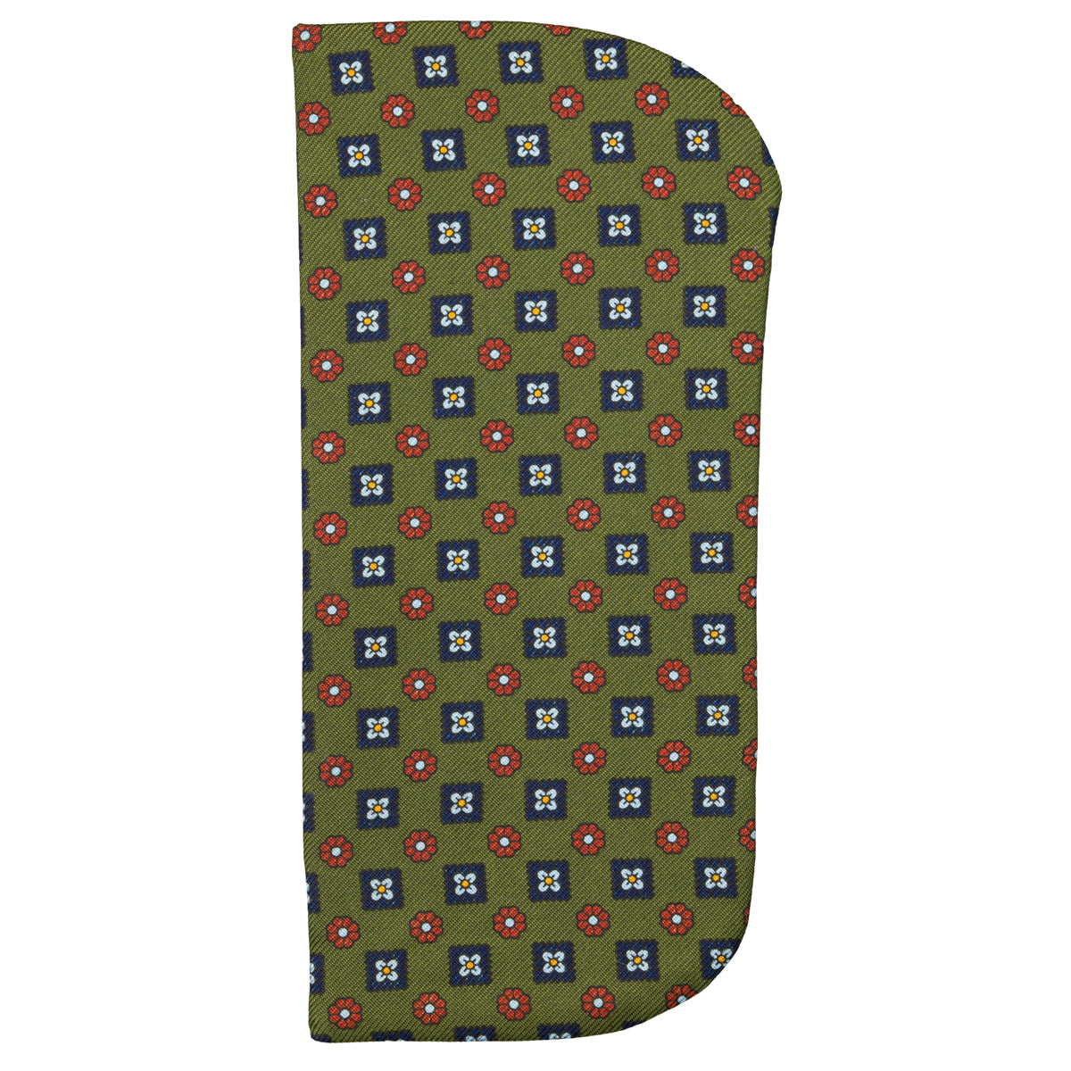 Floral Printed Silk Glasses Case - Olive
