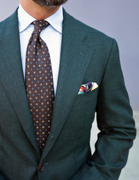 Floral Printed Silk Tie - Espresso - Hand-Rolled