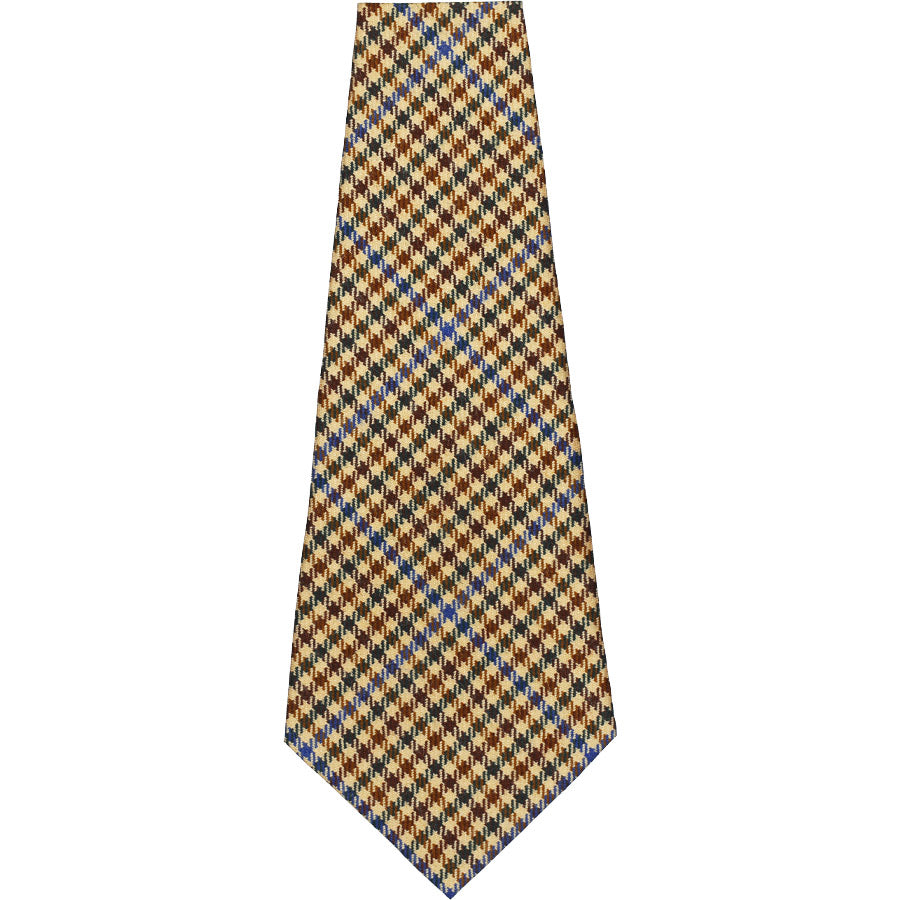 Abraham Moon Gun Club Check Bespoke Wool Tie - Brown