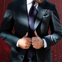 Ancient Madder Silk Tie - Navy - Hand-Rolled