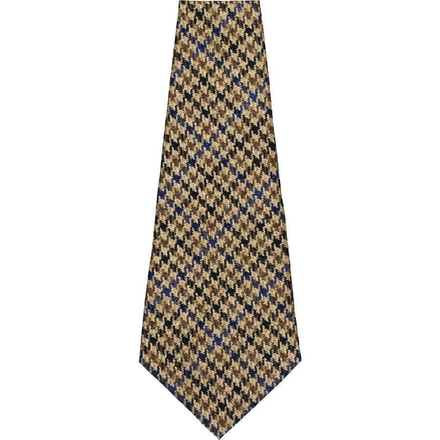 Abraham Moon Houndstooth Bespoke Wool Tie - Brown