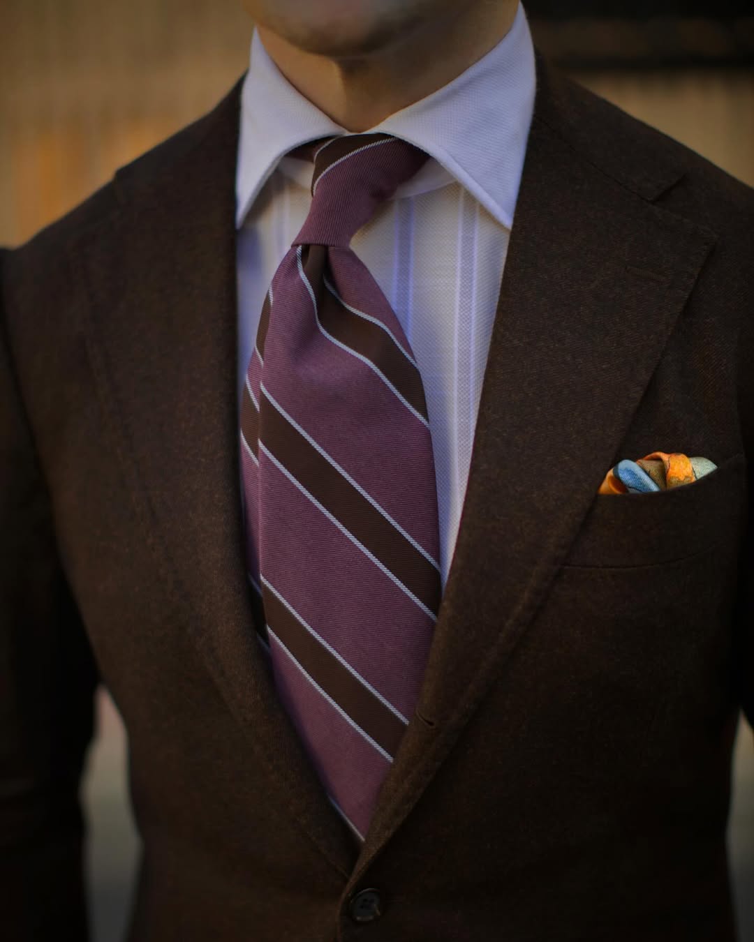 Mogador Striped Wool / Cotton Tie - Dusty Pink - Hand-Rolled