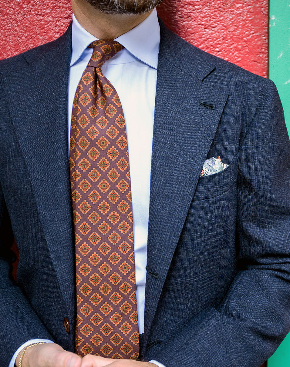 Copper Madder Silk Tie - Eggplant - Hand-Rolled