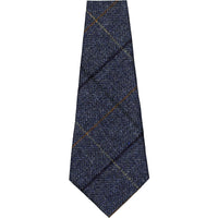 Abraham Moon Checked Bespoke Wool Tie - Navy