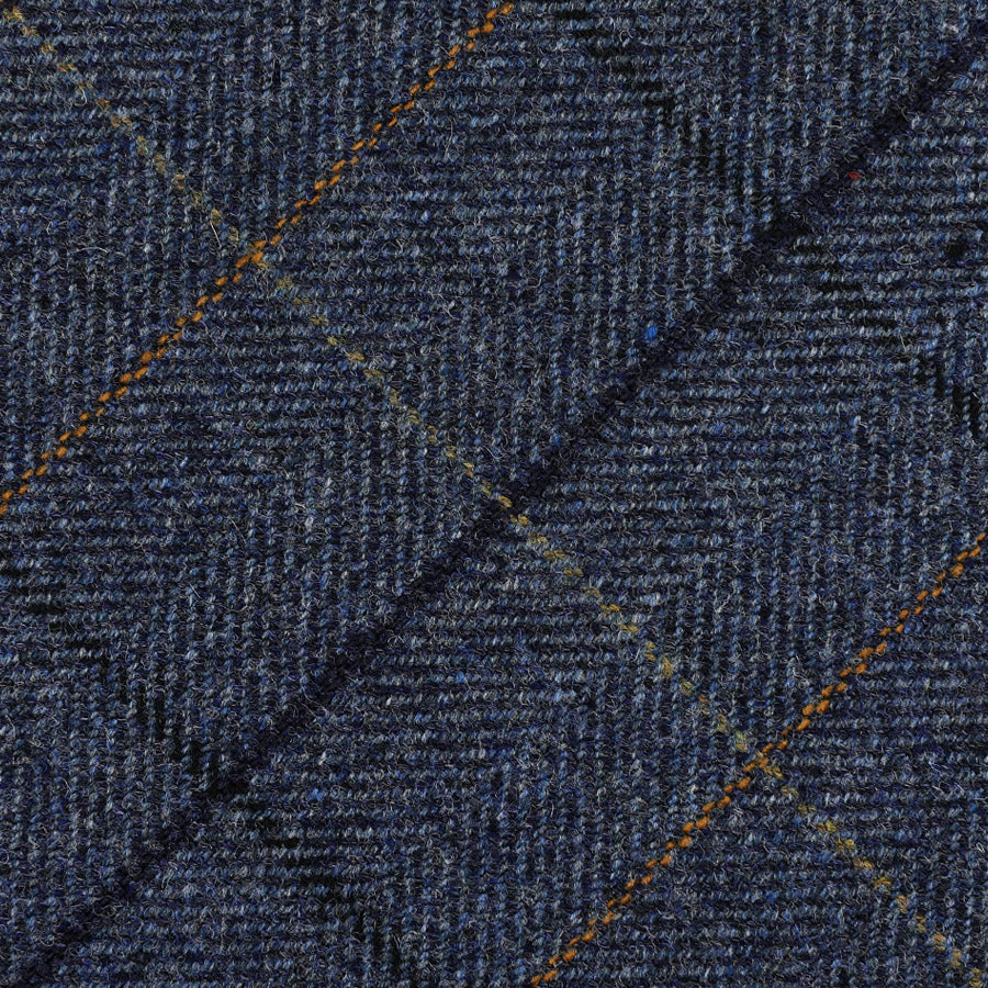 Abraham Moon Checked Bespoke Wool Tie - Navy