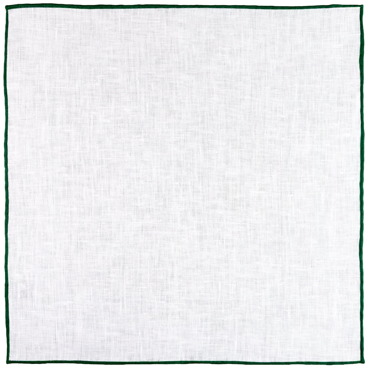 Irish Linen Shoestring Pocket Square - White / Forest Green