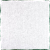 Irish Linen Shoestring Pocket Square - White / Forest Green