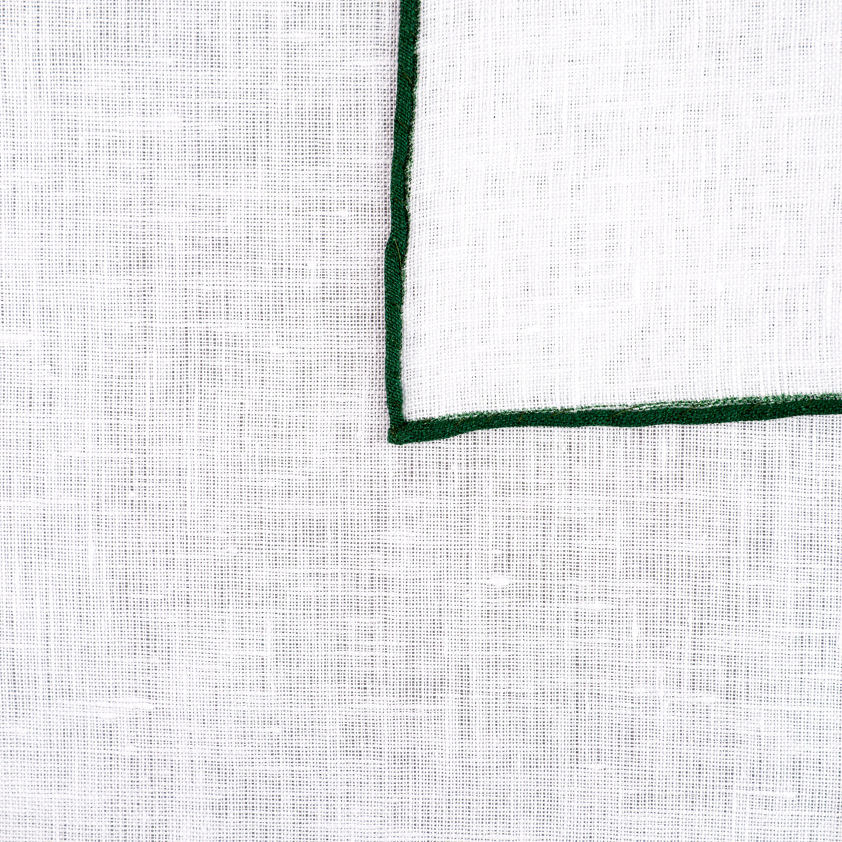 Irish Linen Shoestring Pocket Square - White / Forest Green