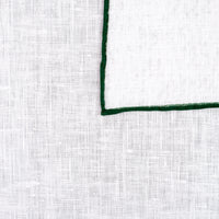 Irish Linen Shoestring Pocket Square - White / Forest Green