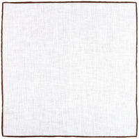 Irish Linen Shoestring Pocket Square - White / Chocolate