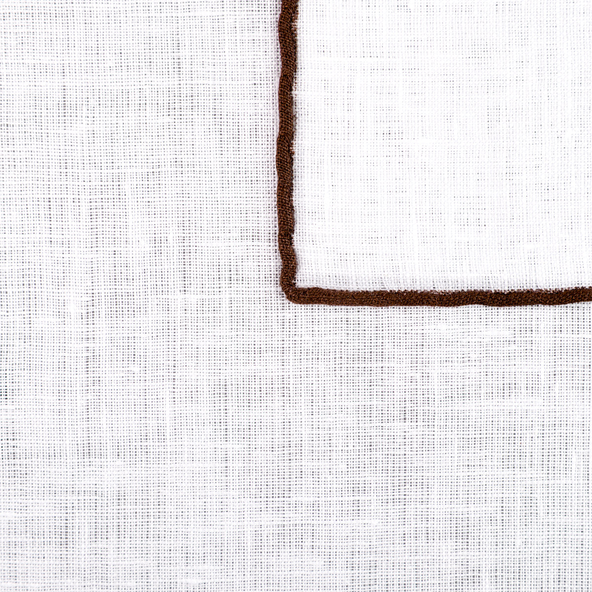 Irish Linen Shoestring Pocket Square - White / Chocolate