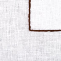Irish Linen Shoestring Pocket Square - White / Chocolate