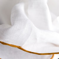 Irish Linen Shoestring Pocket Square - White / Beige