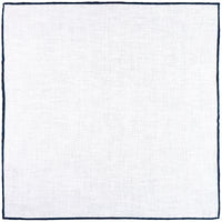 Irish Linen Shoestring Pocket Square - White / Navy