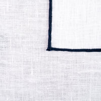 Irish Linen Shoestring Pocket Square - White / Navy
