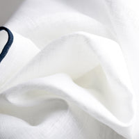 Irish Linen Shoestring Pocket Square - White / Navy