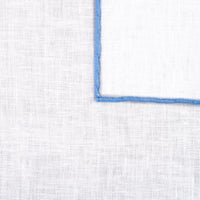 Irish Linen Shoestring Pocket Square - White / Blue