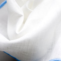 Irish Linen Shoestring Pocket Square - White / Blue