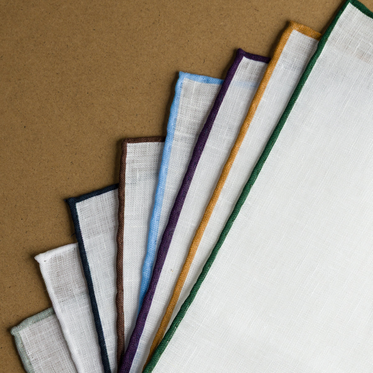 4x Irish Linen Pocket Square Set - Colors