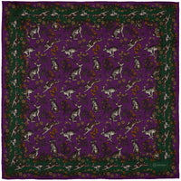 Rabbit Motif Wool / Silk Pocket Square - Purple - 40x40cm