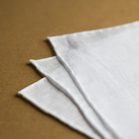 3x White Irish Linen Pocket Square - Hand-Rolled
