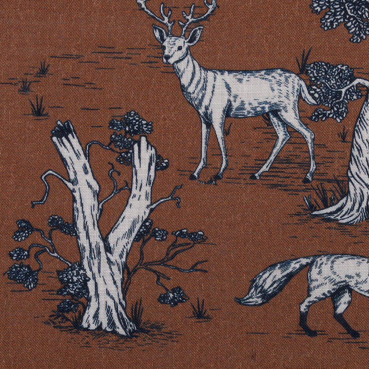 Animal Motif Wool / Silk Pocket Square - Brown - 40x40cm
