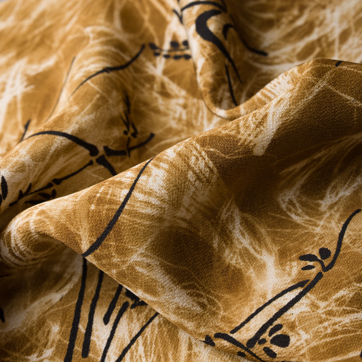 Vintage Kimono Silk Pocket Square - Brass