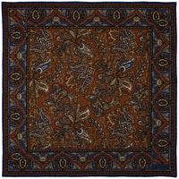 Paisley Motif Wool / Silk Pocket Square - Rust - 40x40cm