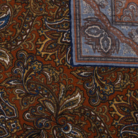 Paisley Motif Wool / Silk Pocket Square - Rust - 40x40cm