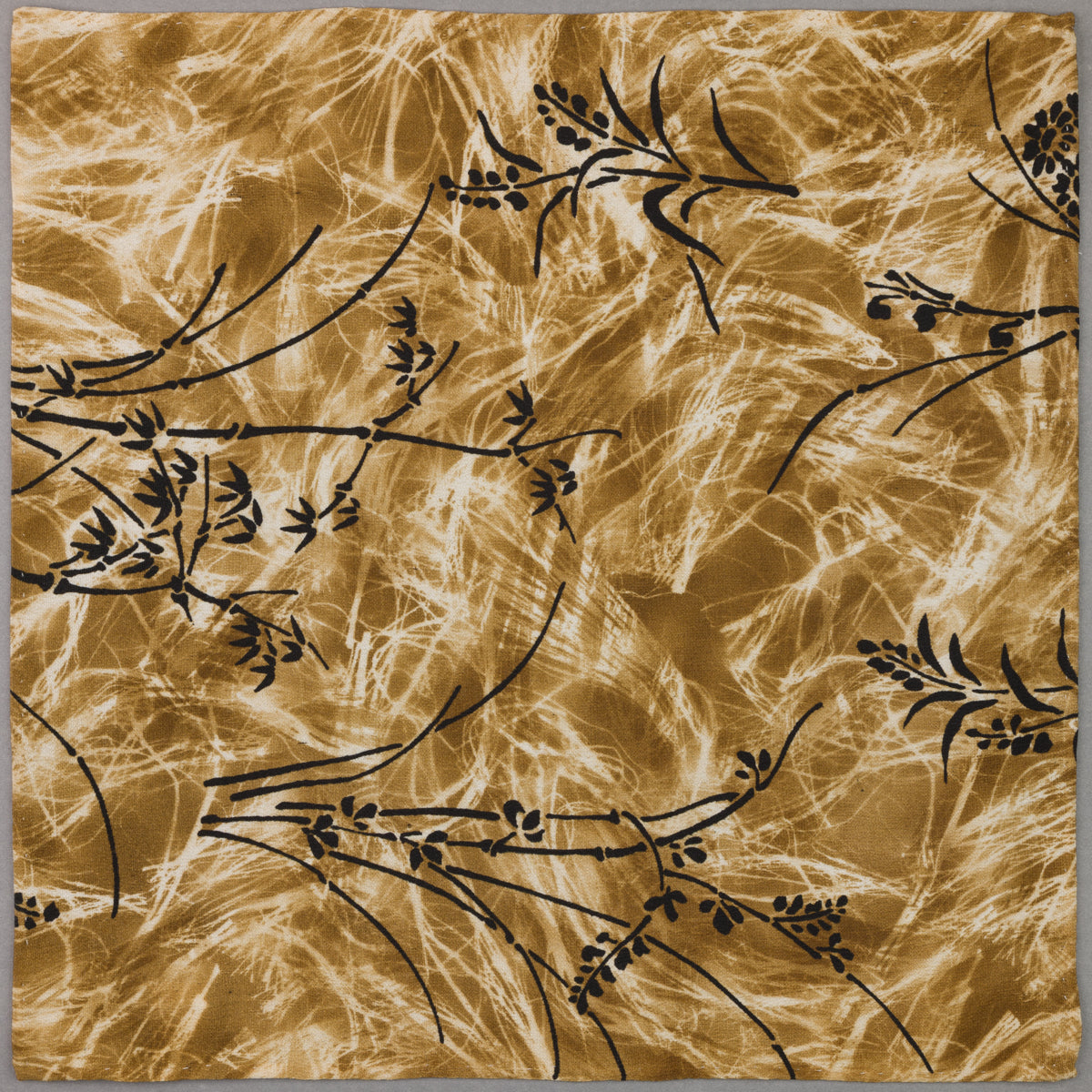 Vintage Kimono Silk Pocket Square - Brass