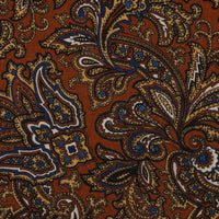 Paisley Motif Wool / Silk Pocket Square - Rust - 40x40cm