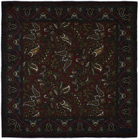 Paisley Motif Wool / Silk Pocket Square - Burgundy - 40x40cm
