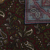 Paisley Motif Wool / Silk Pocket Square - Burgundy - 40x40cm
