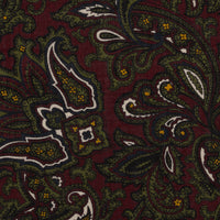 Paisley Motif Wool / Silk Pocket Square - Burgundy - 40x40cm