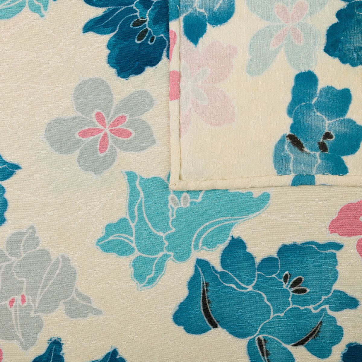 Vintage Kimono Silk Pocket Square - Ivory