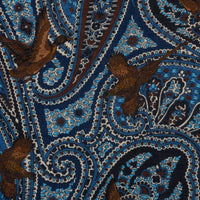 Paisley Motif Wool / Silk Pocket Square - Blue - 40x40cm