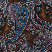 Paisley Motif Wool / Silk Pocket Square - Grey - 40x40cm