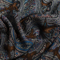 Paisley Motif Wool / Silk Pocket Square - Grey - 40x40cm