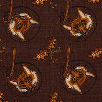 Fox Motif Wool / Silk Pocket Square - Brown - 40x40cm