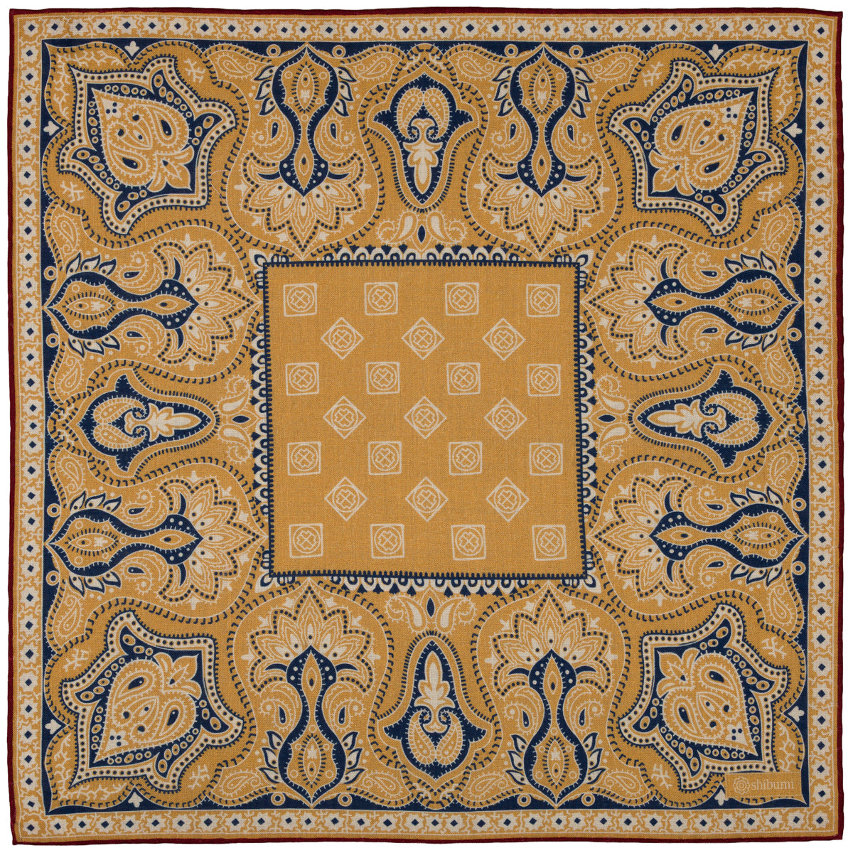 Paisley Motif Wool / Silk Pocket Square - Vanilla - 40x40cm