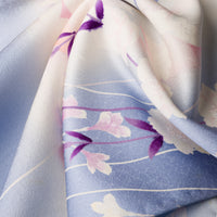 Vintage Kimono Silk Pocket Square - Blue / White